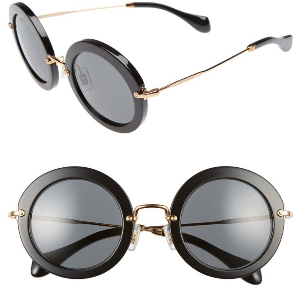 MIU MIU 49 MM ROUND RETRO SUNGLASSES